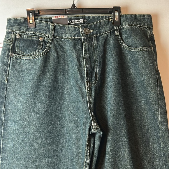 Karizma Collections  Men's Jeans Size 40/32 Vintage Blue Wash - Picture 2 of 16